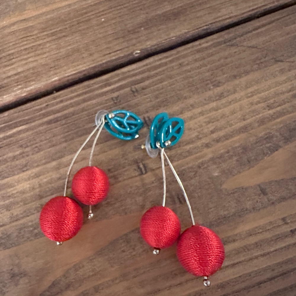 Cherry post dangle earrings